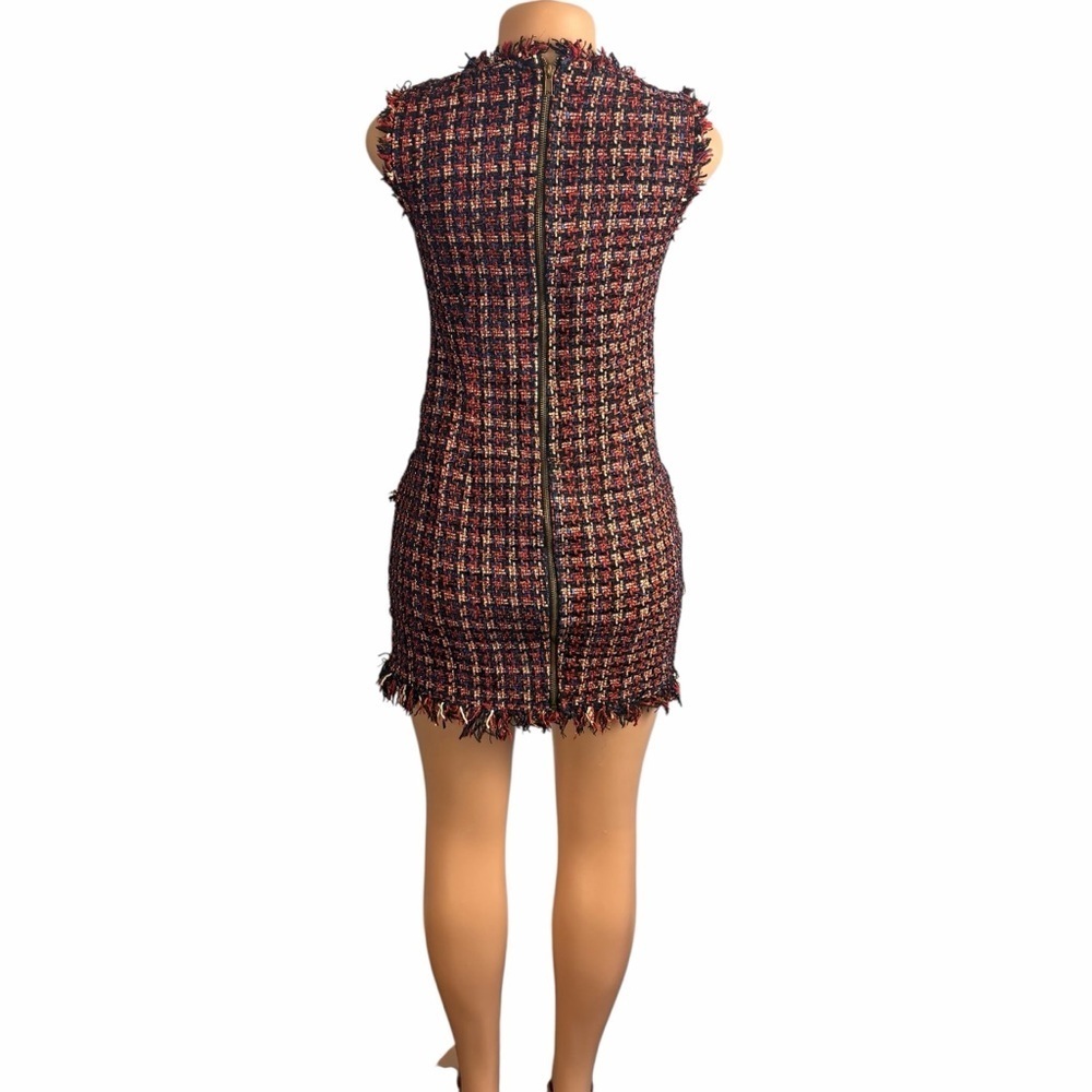Fate Burgundy & Black Tweed Mini Dress - Picture 9 of 12